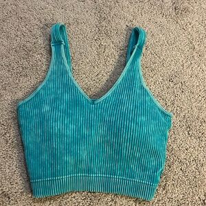 Teal ribbed tank top S/M